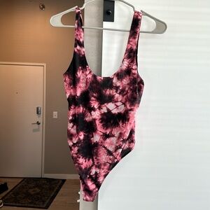 Pink tie die bodysuit